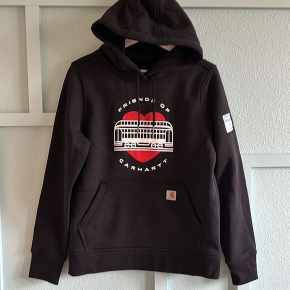 FRIENDS OF CARHARTT‎ GRAPHIC SWEATSHIRT WOMENS SMALL (4-6) NWT BLACK - Picture 1 of 8